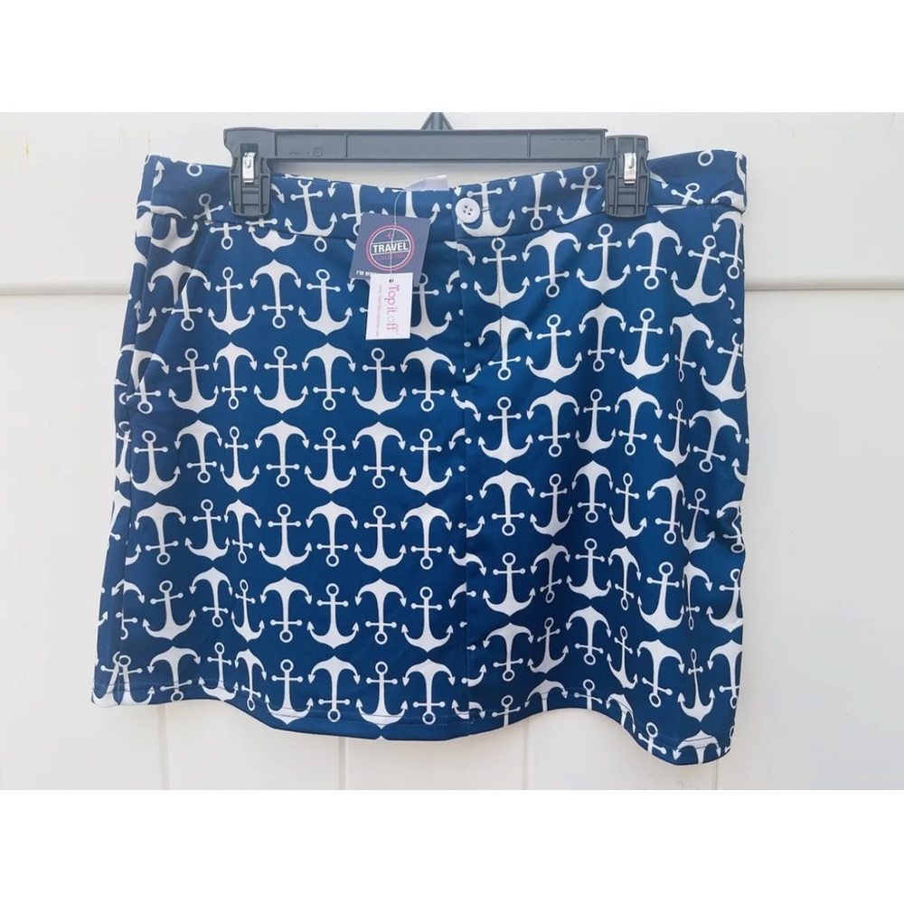Top It Off navy blue and white anchor Skort NWT size large